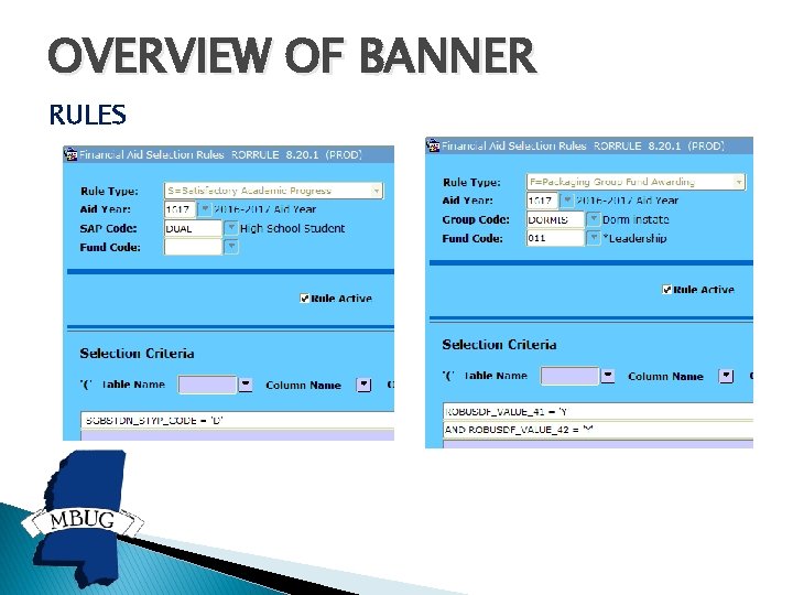 OVERVIEW OF BANNER RULES 
