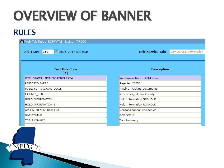 OVERVIEW OF BANNER RULES 