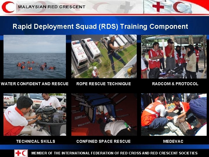 Rapid Deployment Squad (RDS) Training Component WATER CONFIDENT AND RESCUE ROPE RESCUE TECHNIQUE TECHNICAL