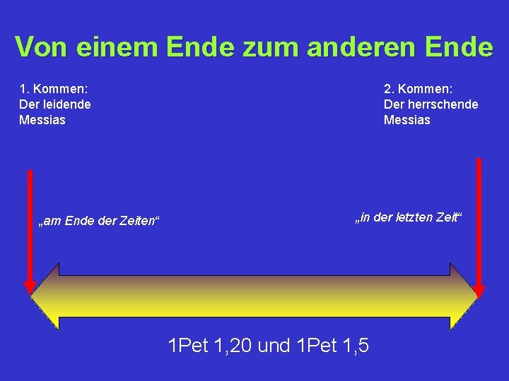 Von einem Ende zum anderen Ende 1. Kommen: Der leidende Messias „am Ende der