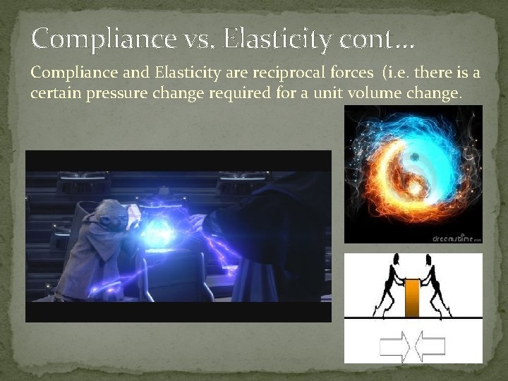 Compliance vs. Elasticity cont… Compliance and Elasticity are reciprocal forces (i. e. there is