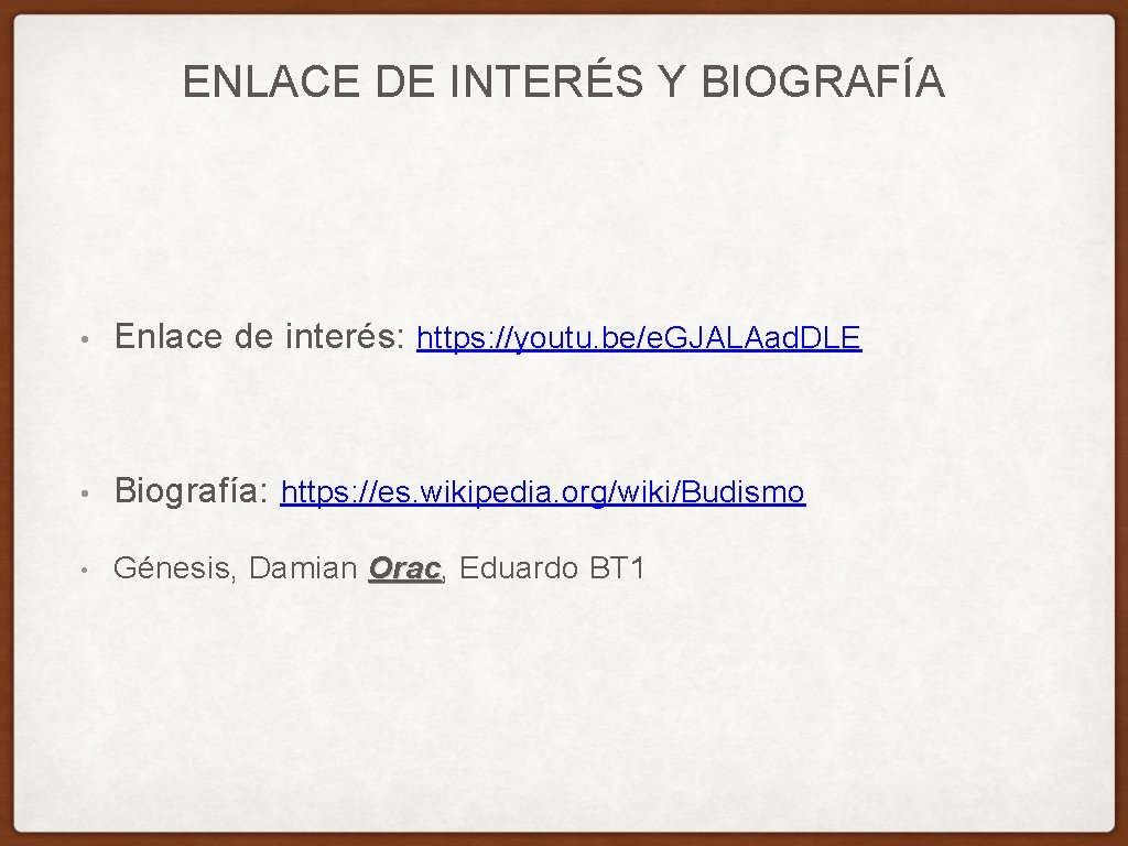 ENLACE DE INTERÉS Y BIOGRAFÍA • Enlace de interés: https: //youtu. be/e. GJALAad. DLE