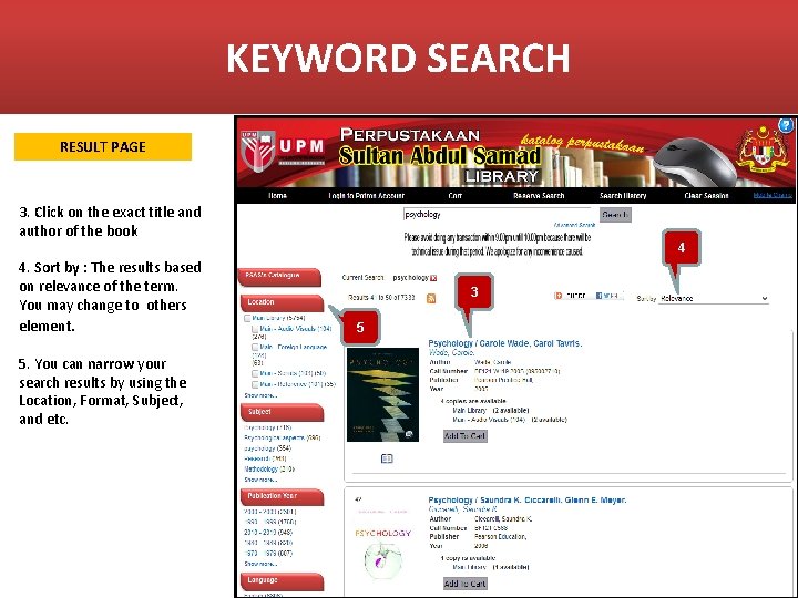 KEYWORD SEARCH RESULT PAGE 3. Click on the exact title and author of the