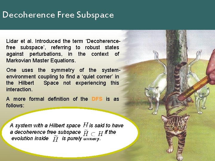 Decoherence Free Subspace Lidar et al. Introduced the term ‘Decoherencefree subspace’, referring to robust