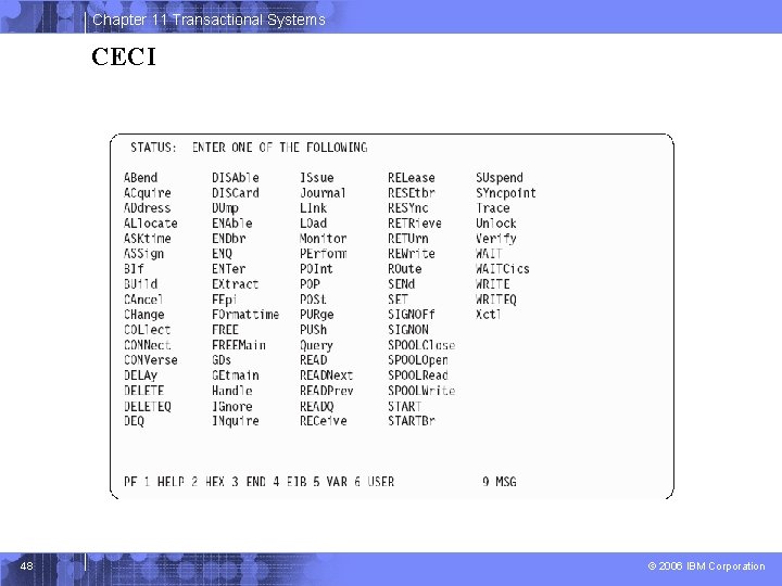 Chapter 11 Transactional Systems CECI 48 © 2006 IBM Corporation 