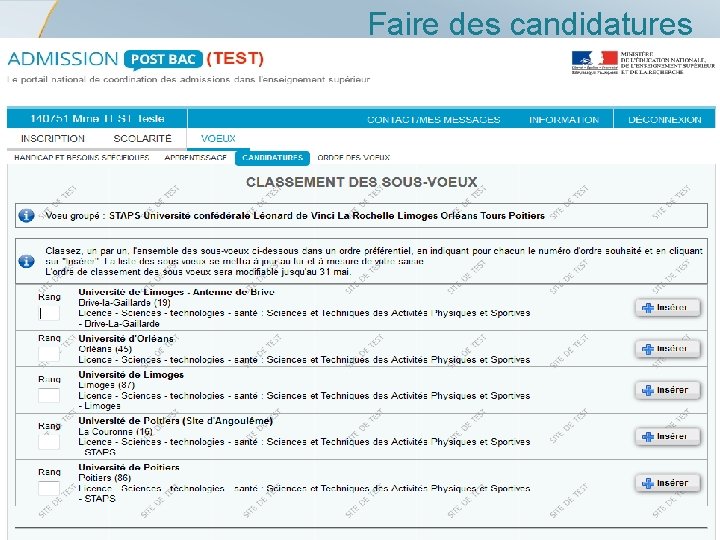 Faire des candidatures 