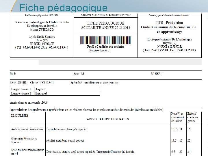 Fiche pédagogique Rectorat de l’académie de Poitiers – SAIIO – APB 2014 