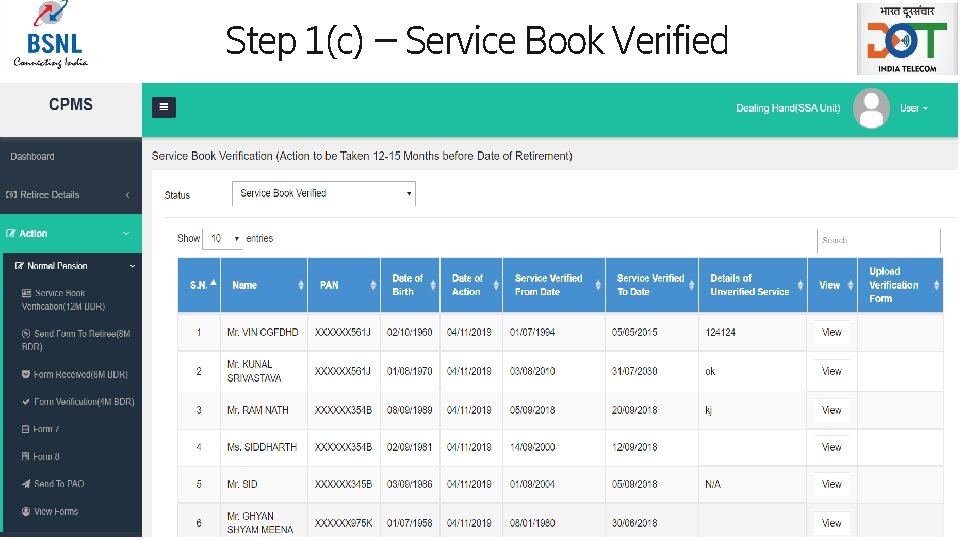 Step 1(c) – Service Book Verified Page 14 