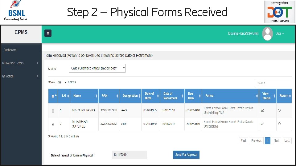 Step 2 – Physical Forms Received Page 15 