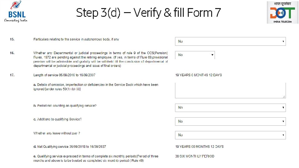 Step 3(d) – Verify & fill Form 7 Page 25 