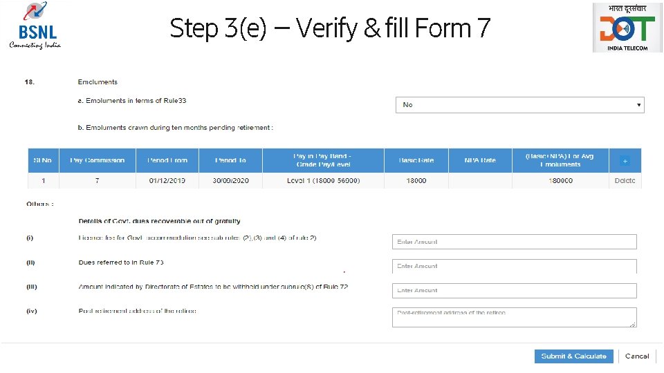 Step 3(e) – Verify & fill Form 7 Page 26 