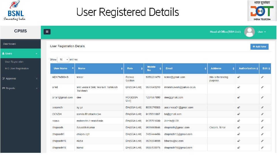 User Registered Details Page 6 