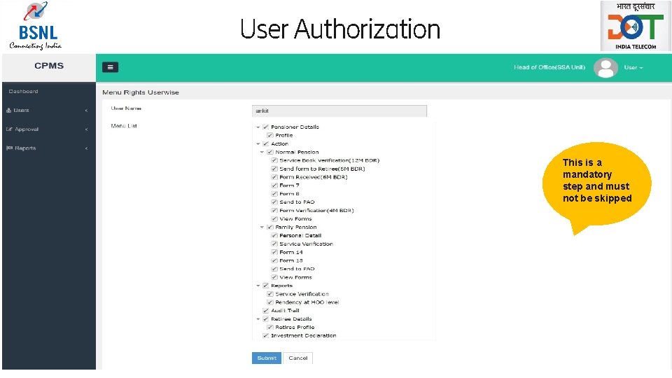 User Authorization This is a mandatory step and must not be skipped Page 7