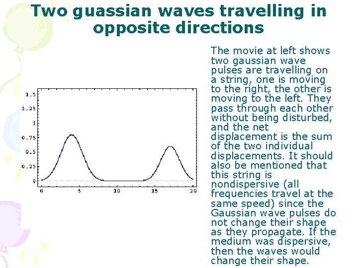 Two guassian waves travelling in opposite directions The movie at left shows two gaussian