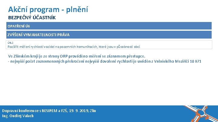 Název akce, místo, datum Akční program - plnění BEZPEČNÝ ÚČASTNÍK OPATŘENÍ Ú 6 ZVÝŠENÍ Název akce, místo, datum Akční program - plnění BEZPEČNÝ ÚČASTNÍK OPATŘENÍ Ú 6 ZVÝŠENÍ