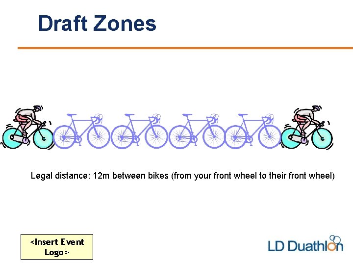 Draft Zones Legal distance: 12 m between bikes (from your front wheel to their