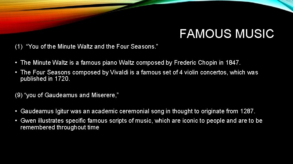 FAMOUS MUSIC (1) “You of the Minute Waltz and the Four Seasons. ” •