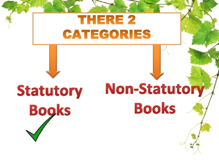 Statutory Books Non-Statutory Books 