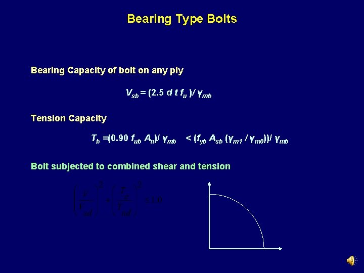 Bearing Type Bolts Bearing Capacity of bolt on any ply Vsb = (2. 5