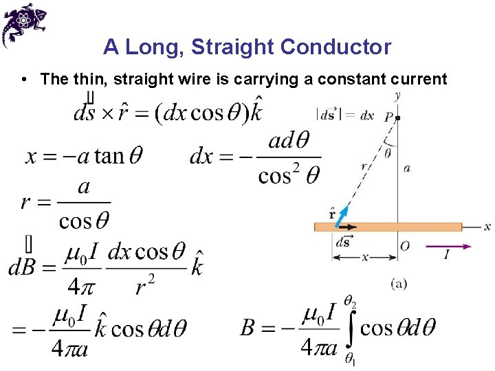 A Long, Straight Conductor • The thin, straight wire is carrying a constant current