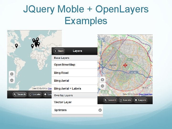JQuery Moble + Open. Layers Examples 