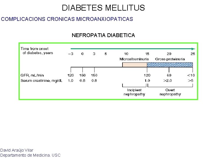 DIABETES MELLITUS COMPLICACIONS CRONICAS MICROANXIOPATICAS NEFROPATIA DIABETICA David Araújo Vilar Departamento de Medicina. USC