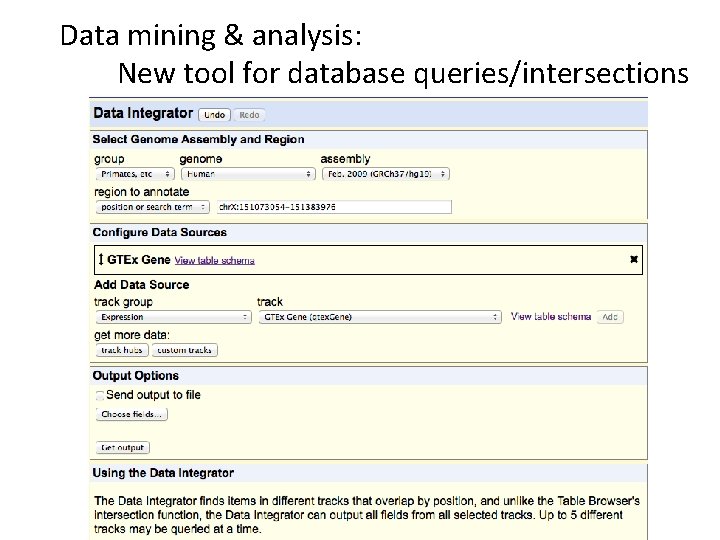 Data mining & analysis: New tool for database queries/intersections 