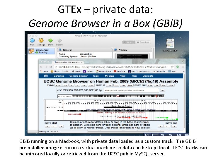 GTEx + private data: Genome Browser in a Box (GBi. B) GBi. B running