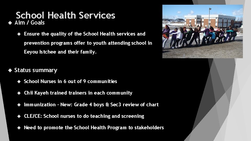  School Health Services Aim / Goals Ensure the quality of the School Health