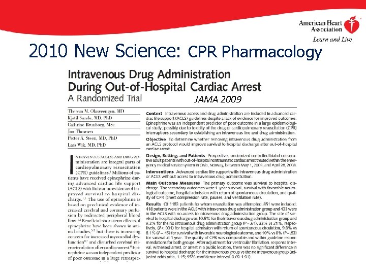 2010 New Science: CPR Pharmacology JAMA 2009 