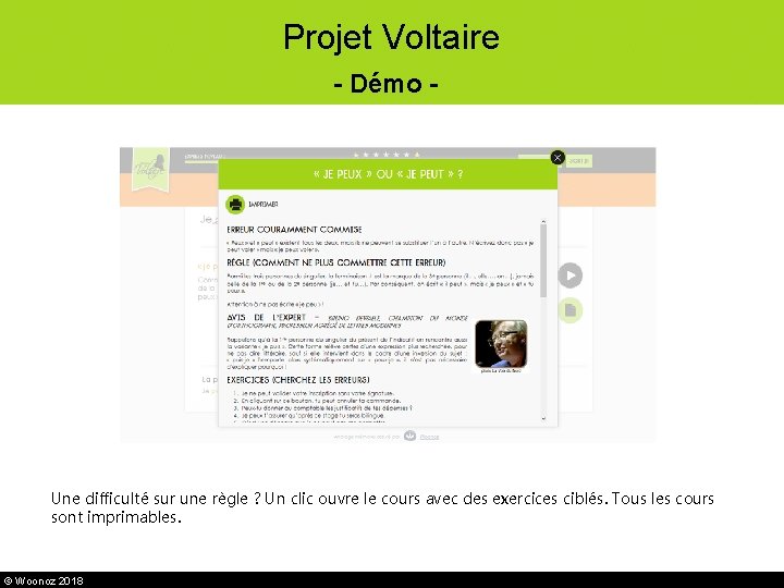 Projet Voltaire - Démo - Une difficulté sur une règle ? Un clic ouvre