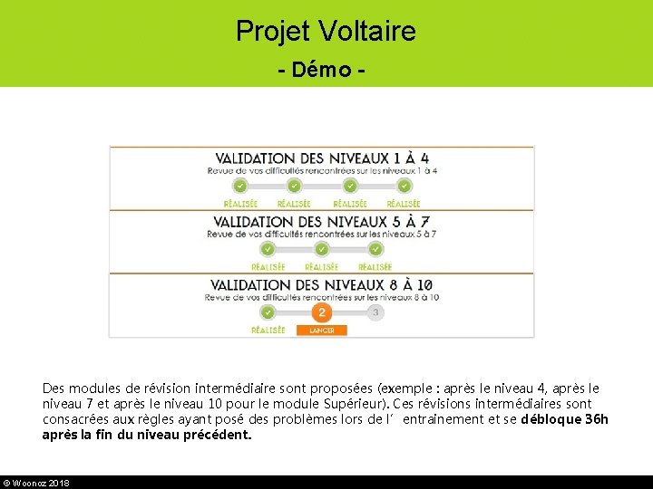 Projet Voltaire - Démo - Des modules de révision intermédiaire sont proposées (exemple :