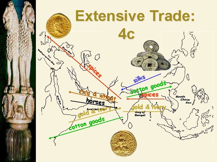 Extensive Trade: 4 c sp ic es rice & whea horses t vory i