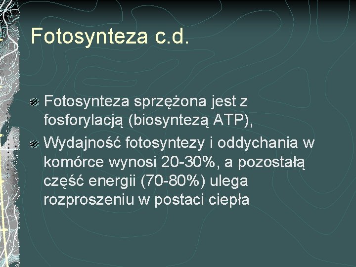 Fotosynteza c. d. Fotosynteza sprzężona jest z fosforylacją (biosyntezą ATP), Wydajność fotosyntezy i oddychania