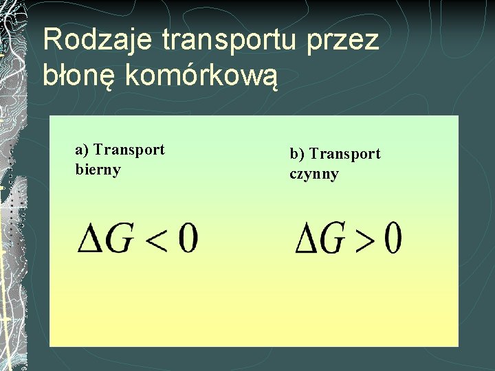 Rodzaje transportu przez błonę komórkową a) Transport bierny b) Transport czynny 