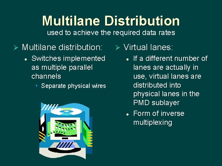 Multilane Distribution used to achieve the required data rates Ø Multilane distribution: l Switches