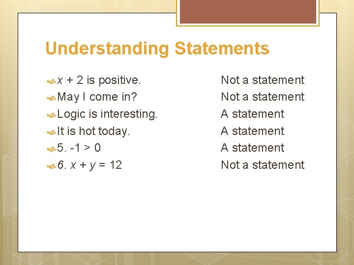 Understanding Statements x + 2 is positive. May I come in? Logic is interesting.