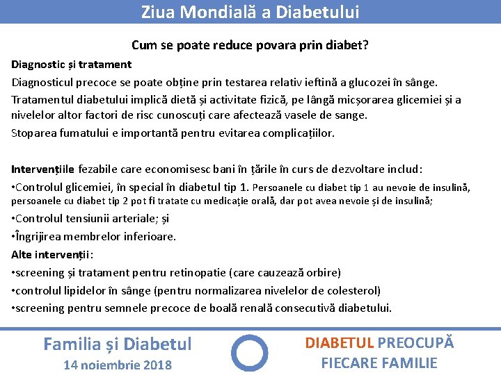 Ziua Mondială a Diabetului Cum se poate reduce povara prin diabet? Diagnostic și tratament