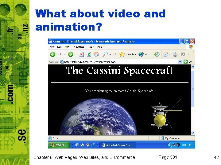 What about video and animation? Chapter 6: Web Pages, Web Sites, and E-Commerce Page