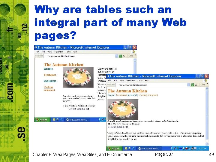 Why are tables such an integral part of many Web pages? Chapter 6: Web