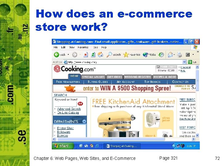 How does an e-commerce store work? Chapter 6: Web Pages, Web Sites, and E-Commerce