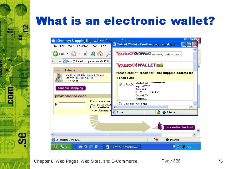 What is an electronic wallet? Chapter 6: Web Pages, Web Sites, and E-Commerce Page