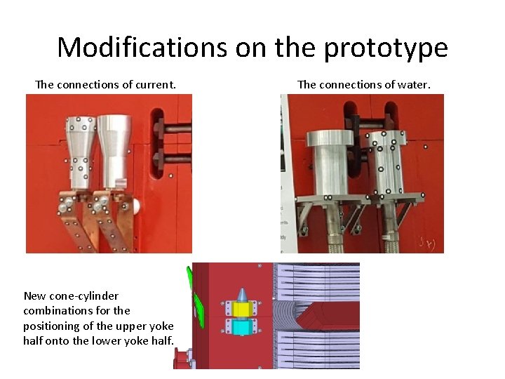 Modifications on the prototype The connections of current. New cone-cylinder combinations for the positioning