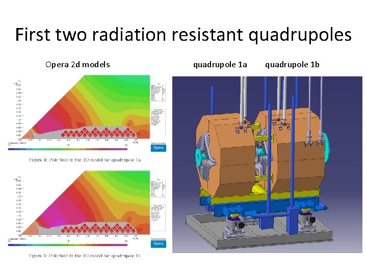 First two radiation resistant quadrupoles Opera 2 d models quadrupole 1 a quadrupole 1