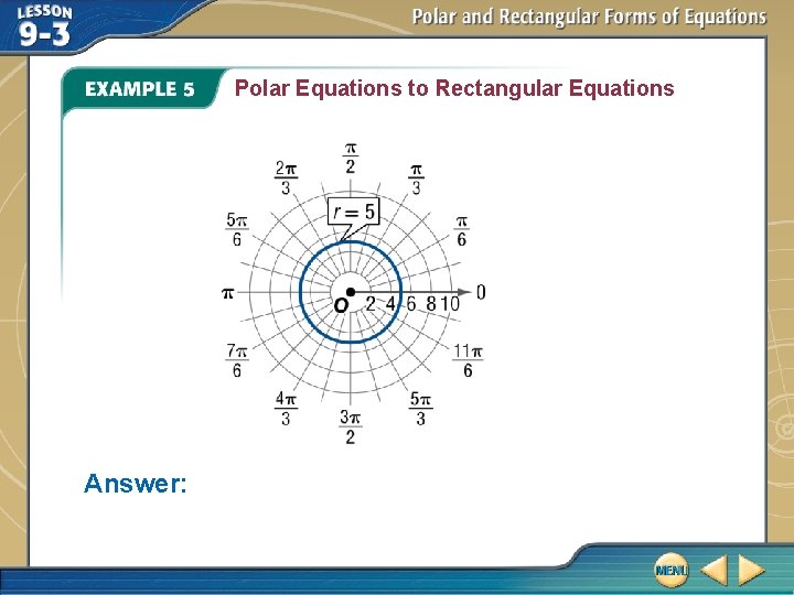 Polar Equations to Rectangular Equations Answer: 