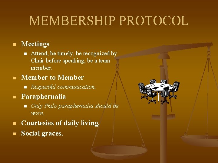 MEMBERSHIP PROTOCOL n Meetings n n Member to Member n n n Respectful communication.