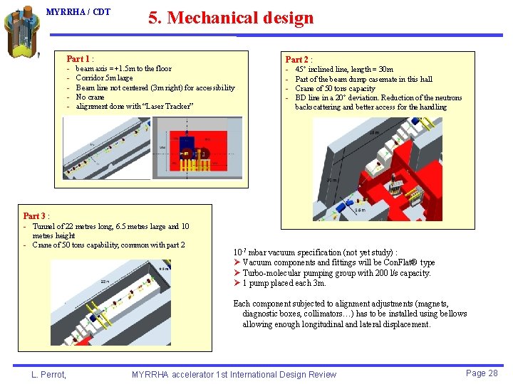 MYRRHA / CDT 5. Mechanical design Part 1 : - beam axis =+1. 5