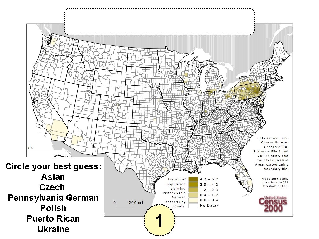 Circle your best guess: Asian Czech Pennsylvania German Polish Puerto Rican Ukraine 1 