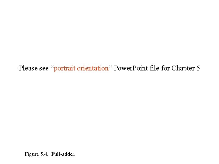 Please see “portrait orientation” Power. Point file for Chapter 5 Figure 5. 4. Full-adder.