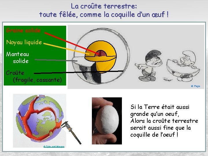 La croûte terrestre: toute fêlée, comme la coquille d’un œuf ! Graine solide Noyau